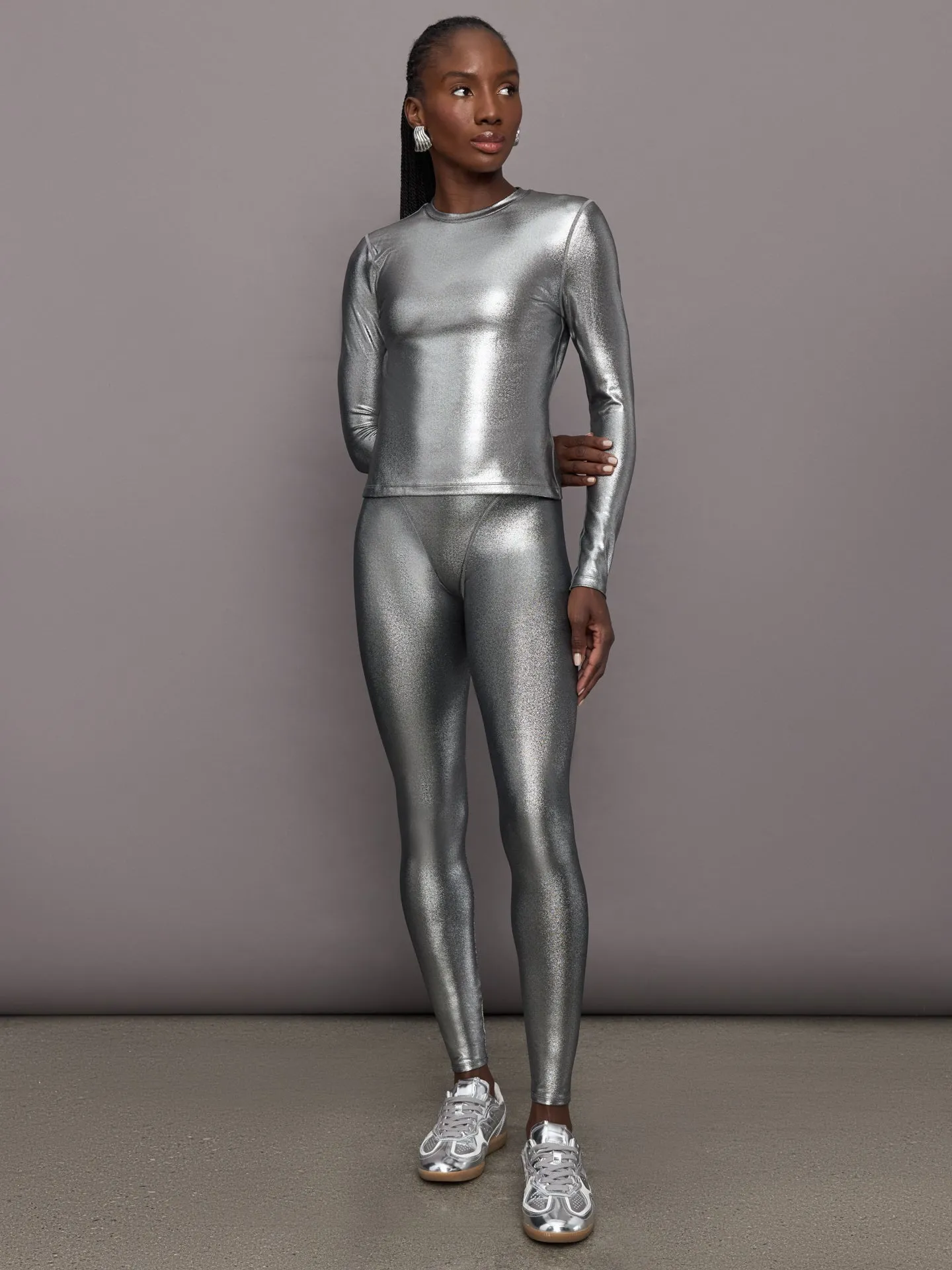 Liquid Metallic Long Sleeve Top - Metallic Silver sold by Carbon38 product image thumbnail 2