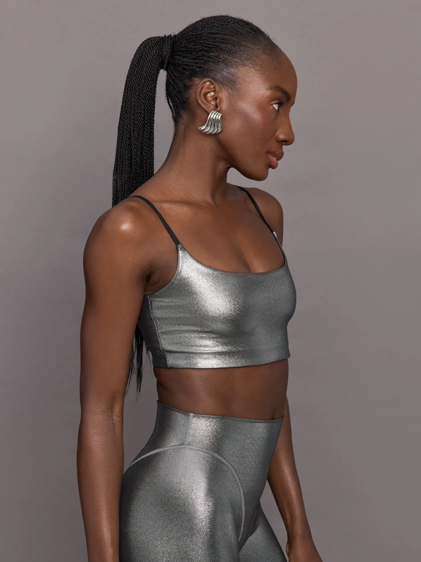 Liquid Metallic Scoop Bra - Metallic Silver sold by Carbon38 product image thumbnail 3