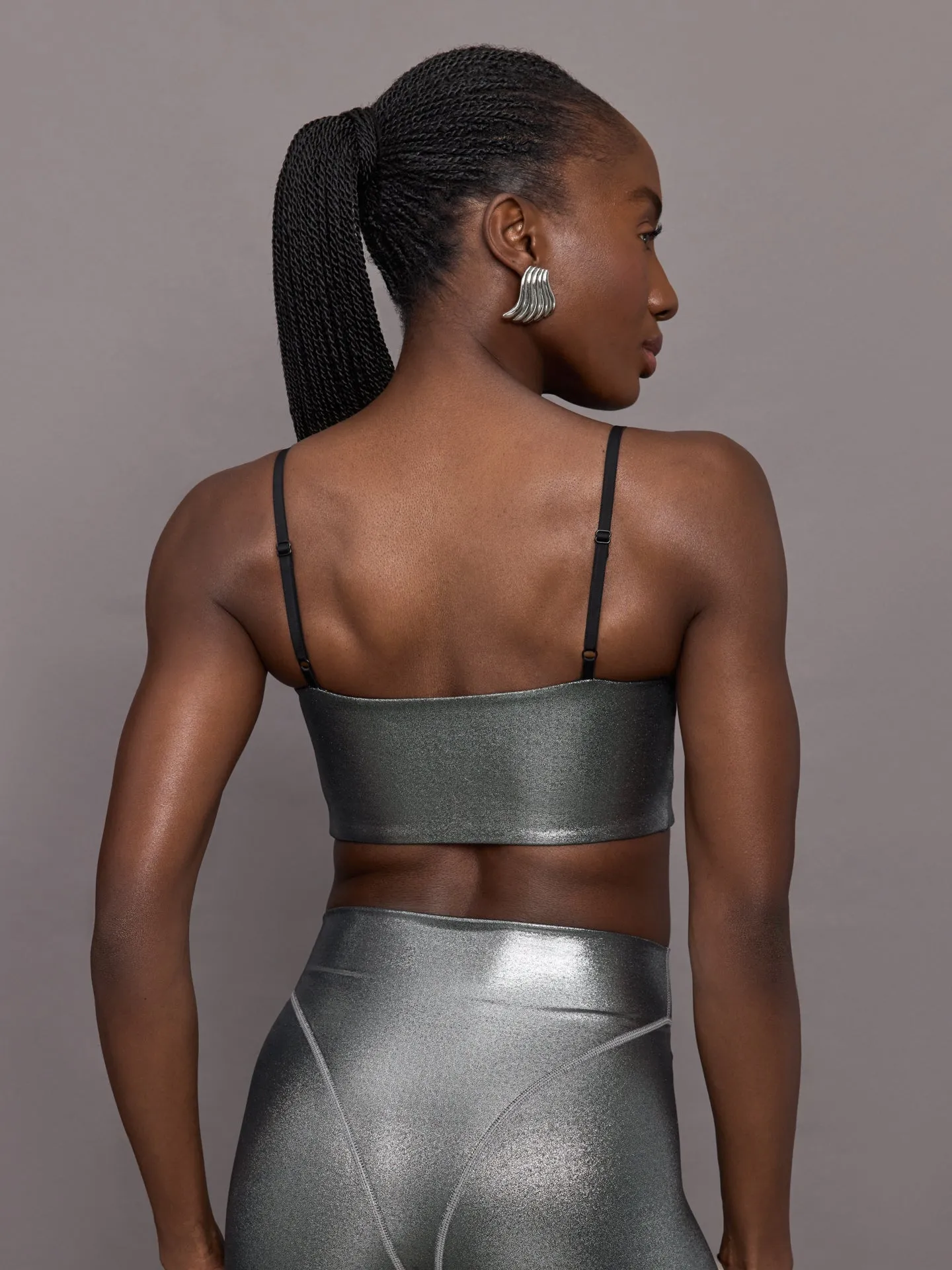 Liquid Metallic Scoop Bra - Metallic Silver sold by Carbon38 product image thumbnail 4