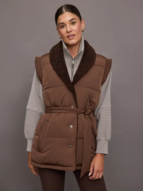 Lanville Wrap Puffer Gilet - Chestnut / Coffee Bean sold by Carbon38