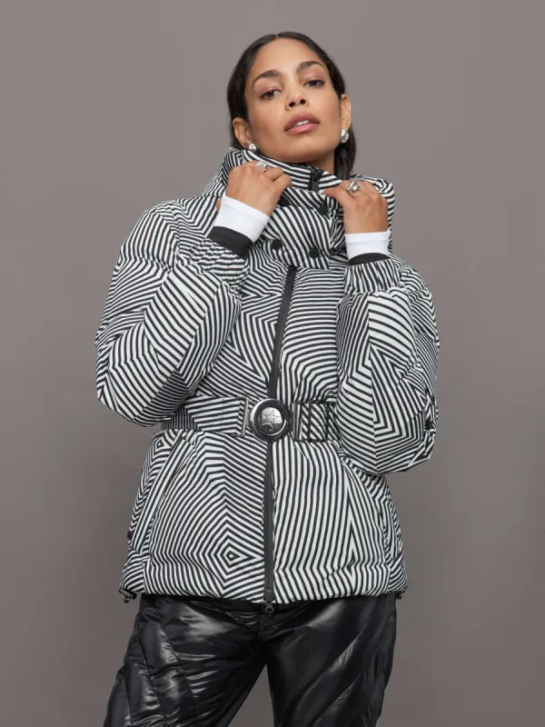 Candice Ski Parka - Warped Star Print Black/Snow White sold by Carbon38