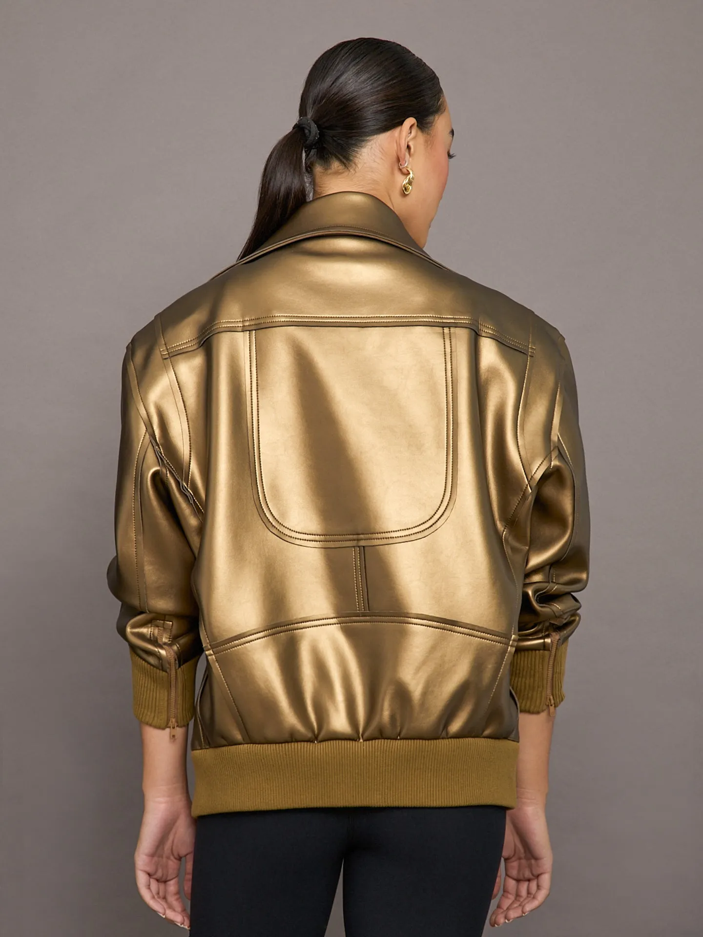 Oversized Moto Jacket - Metallic Bronze sold by Carbon38 product image thumbnail 3