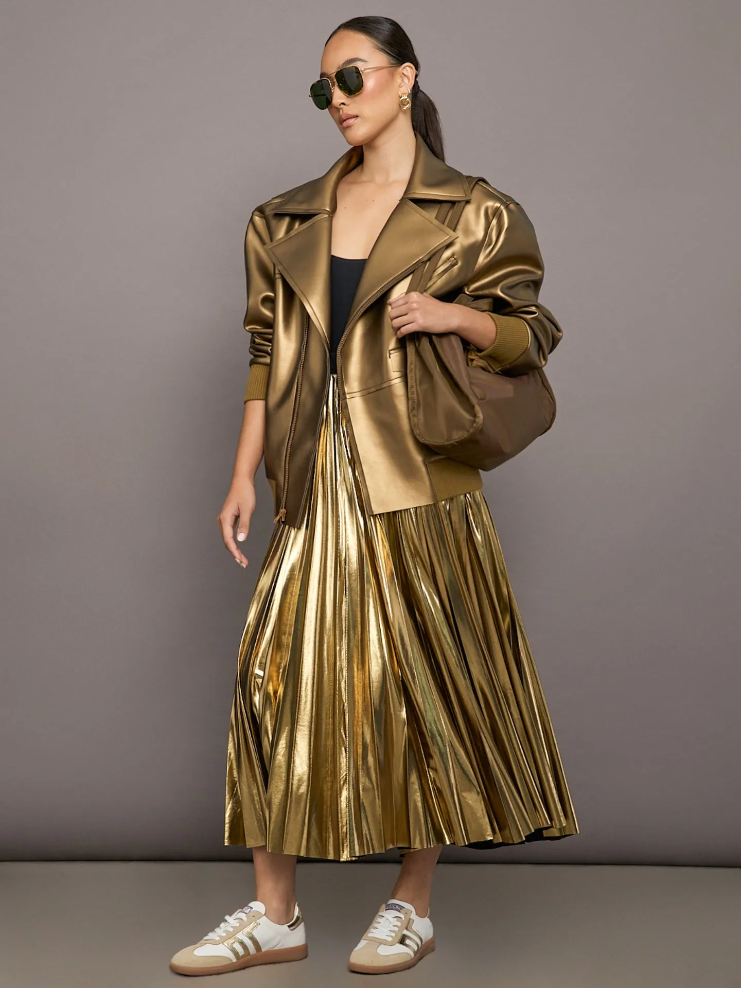 Oversized Moto Jacket - Metallic Bronze sold by Carbon38 product image thumbnail 2
