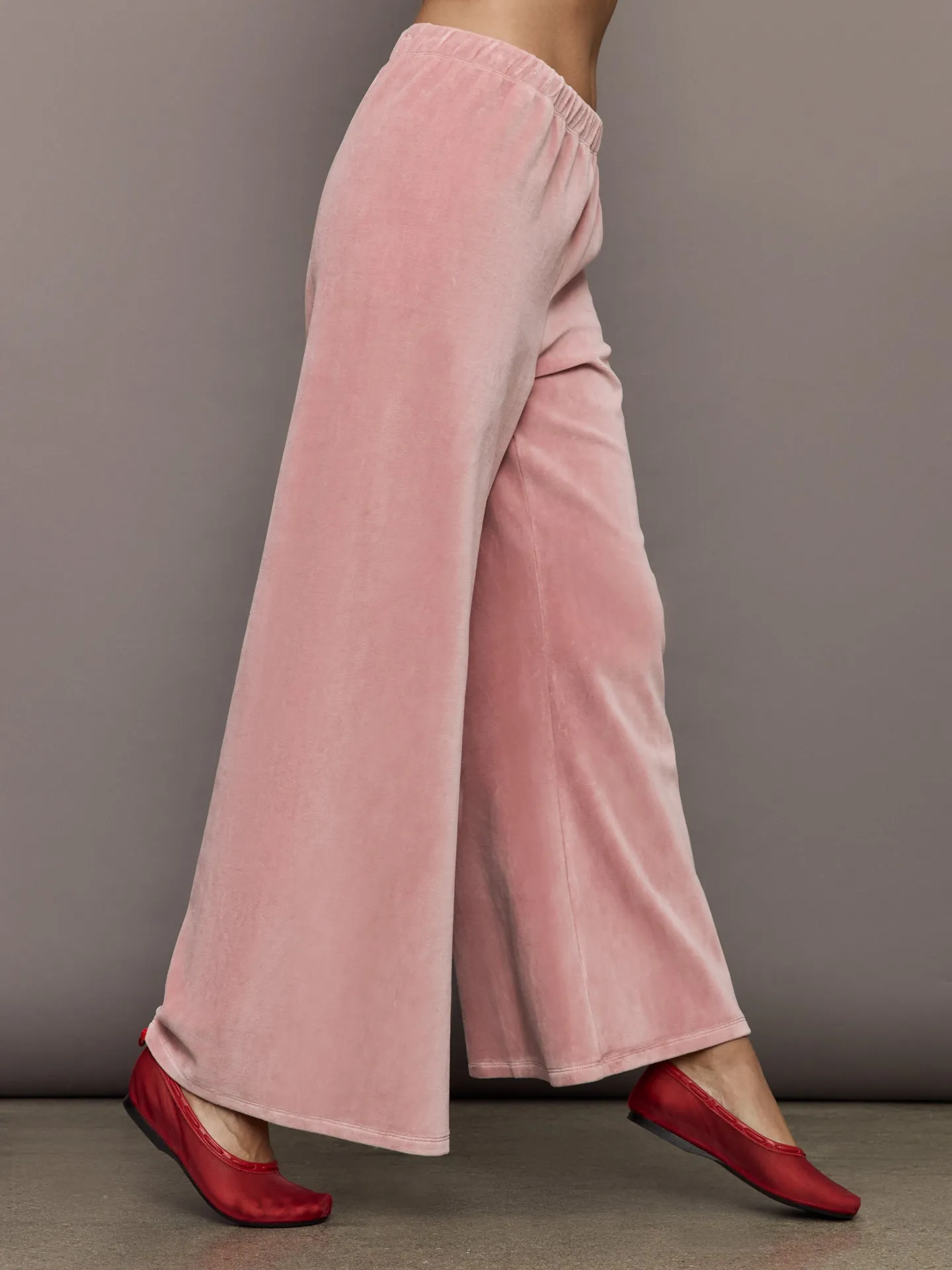 Wide Leg Pant in Velour - Blush sold by Carbon38