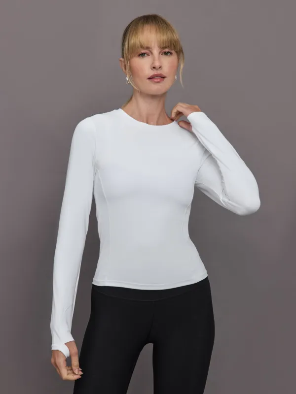Long Sleeve Crew Neck in Melt - White sold by Carbon38