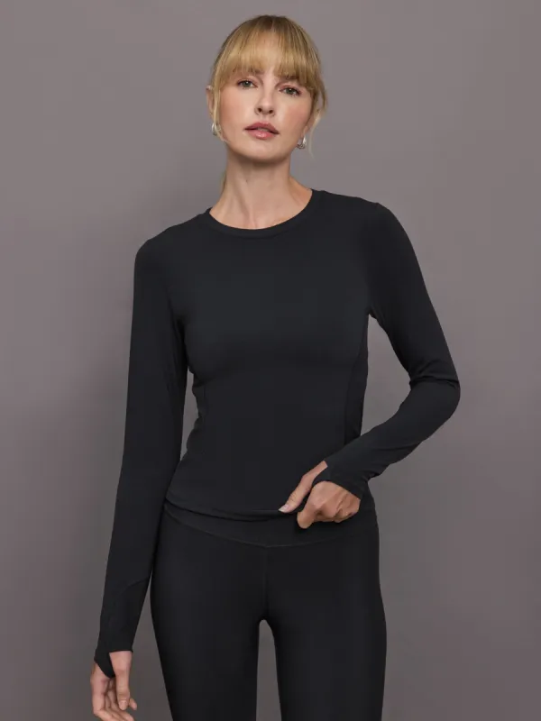 Long Sleeve Crew Neck in Melt - Black sold by Carbon38