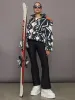 Mountain Puffer Ski Jacket - Geo Print Black/Snow White sold by Carbon38