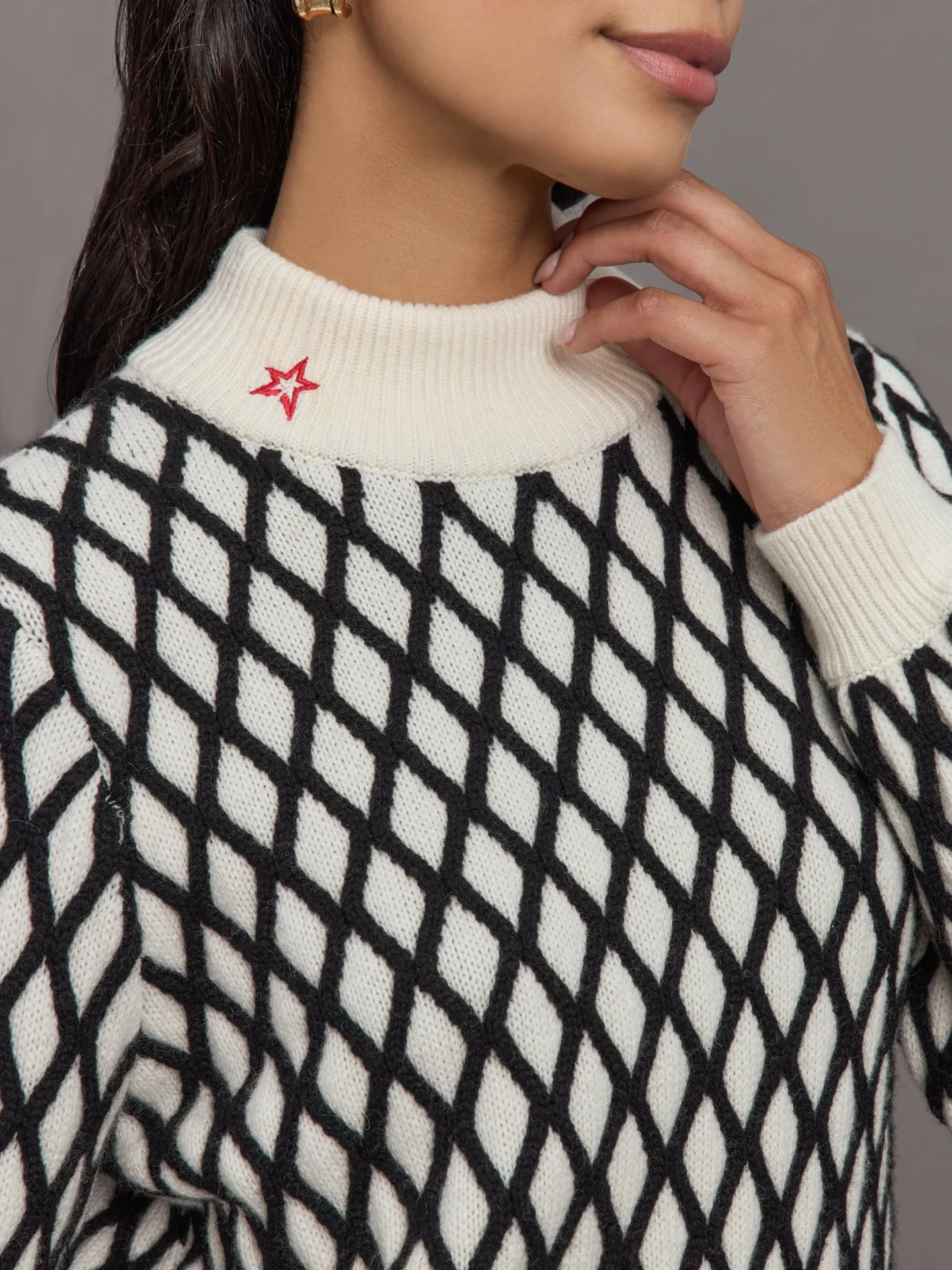 Carving Merino Wool Sweater - Black/Snow White sold by Carbon38 product image thumbnail 3