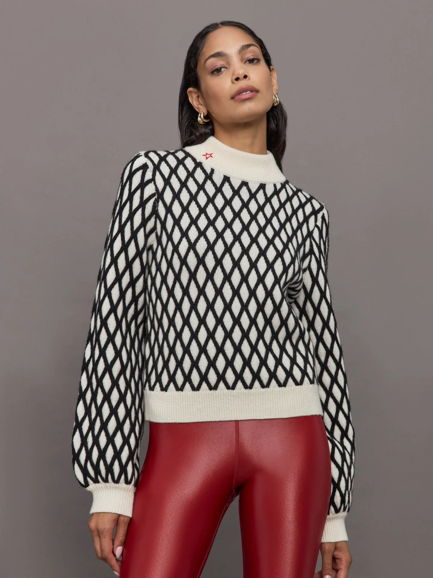 Carving Merino Wool Sweater - Black/Snow White sold by Carbon38