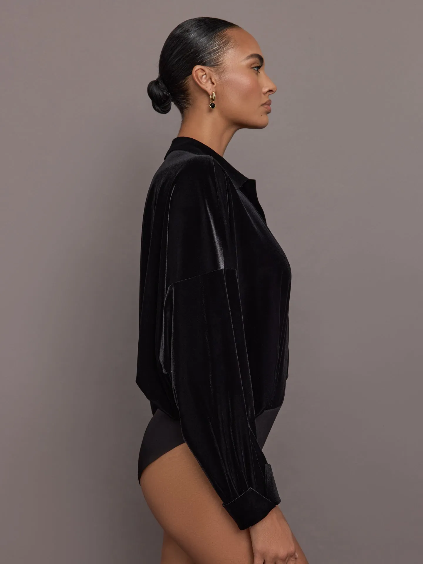 Super Oversized Boyfriend NK Shirt Bodysuit - Black sold by Carbon38 product image thumbnail 4