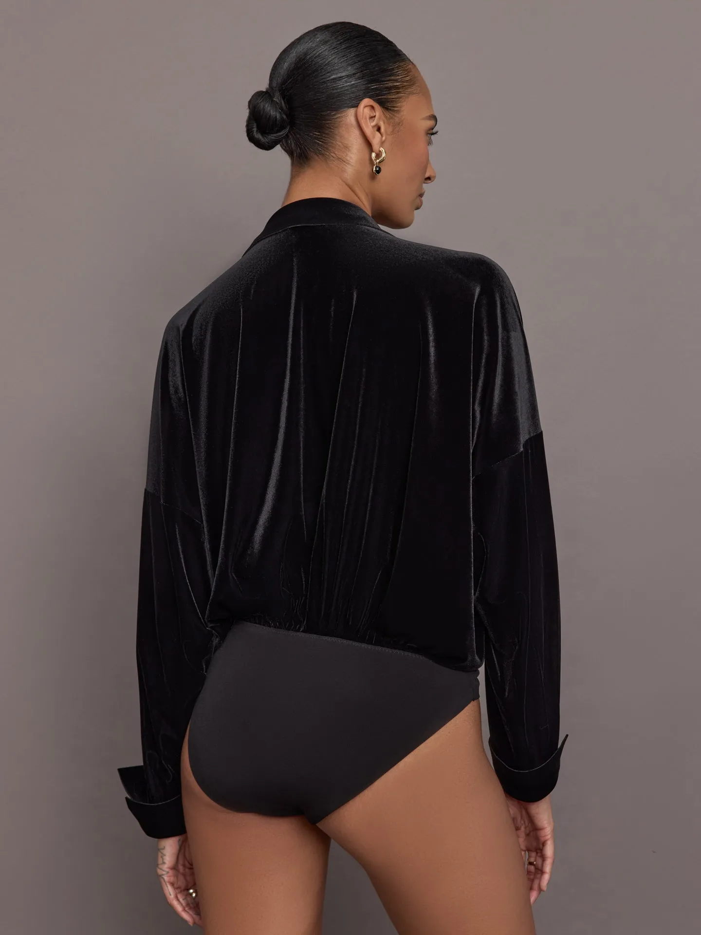 Super Oversized Boyfriend NK Shirt Bodysuit - Black sold by Carbon38 product image thumbnail 3