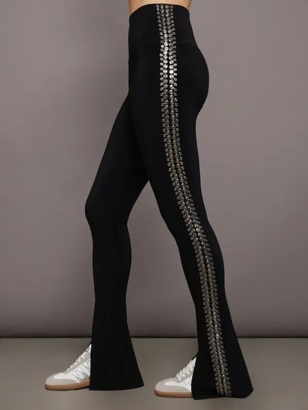 Gunmetal Stud Spat Legging - Black with Side Studs sold by Carbon38