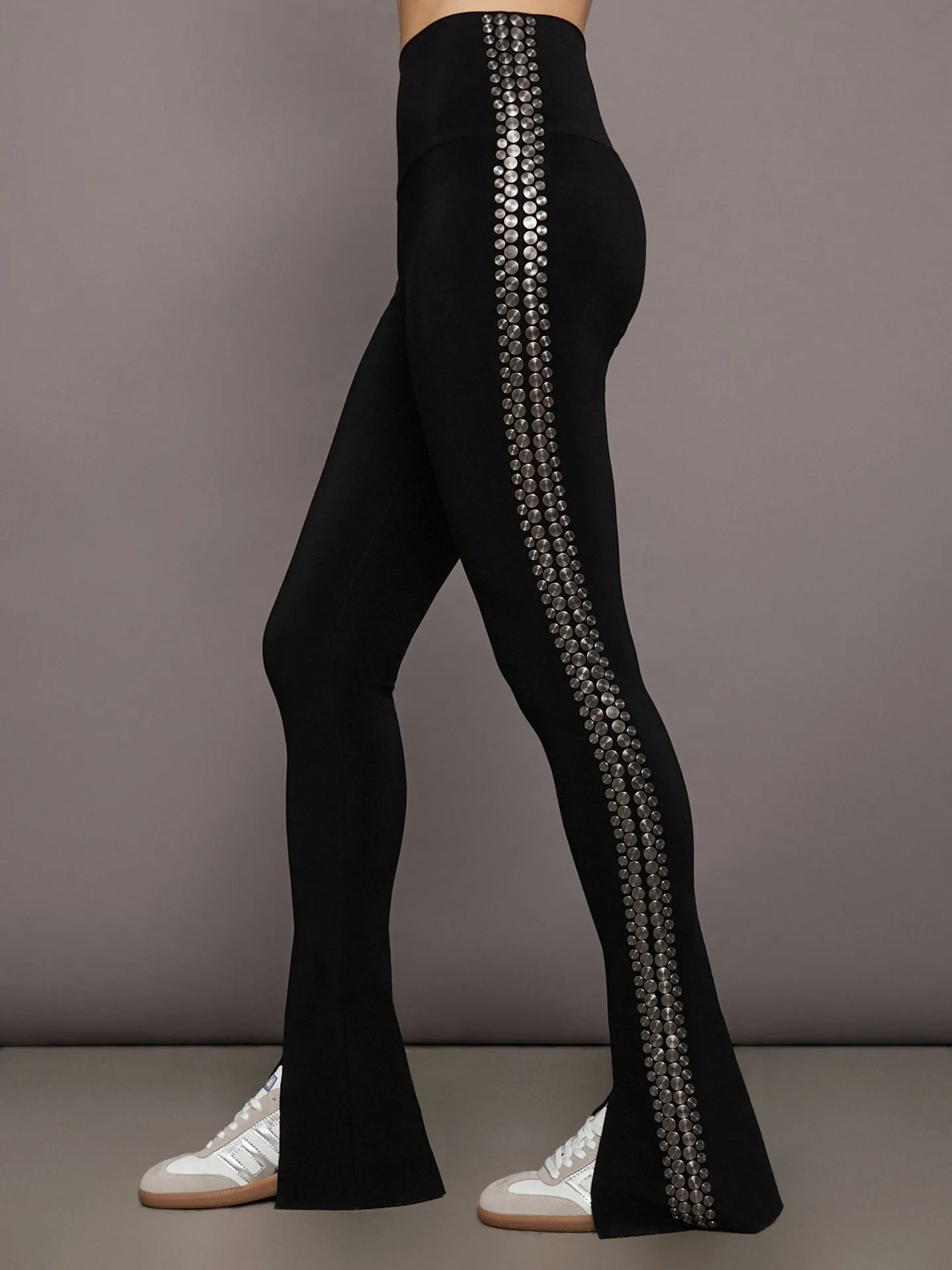 Gunmetal Stud Spat Legging - Black with Side Studs sold by Carbon38