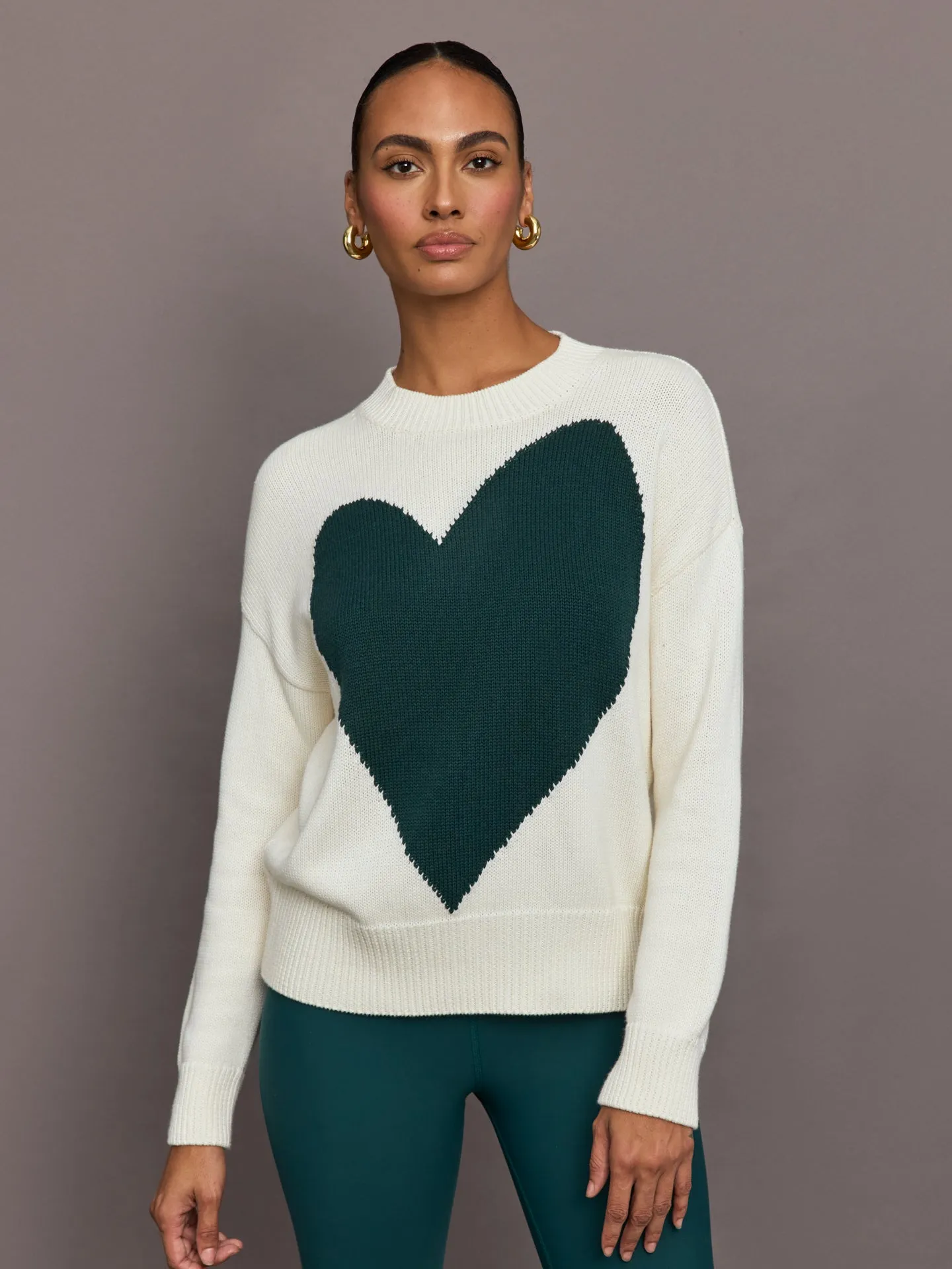 Benton Sweater Imperfect Heart - Off White / Emerald sold by Carbon38