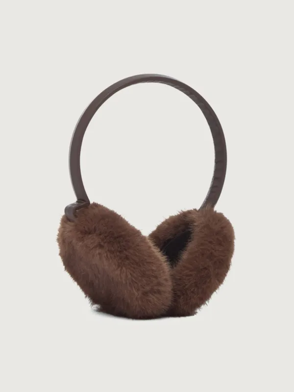 Faux Mink & Leather Earmuffs - Chestnut sold by Carbon38