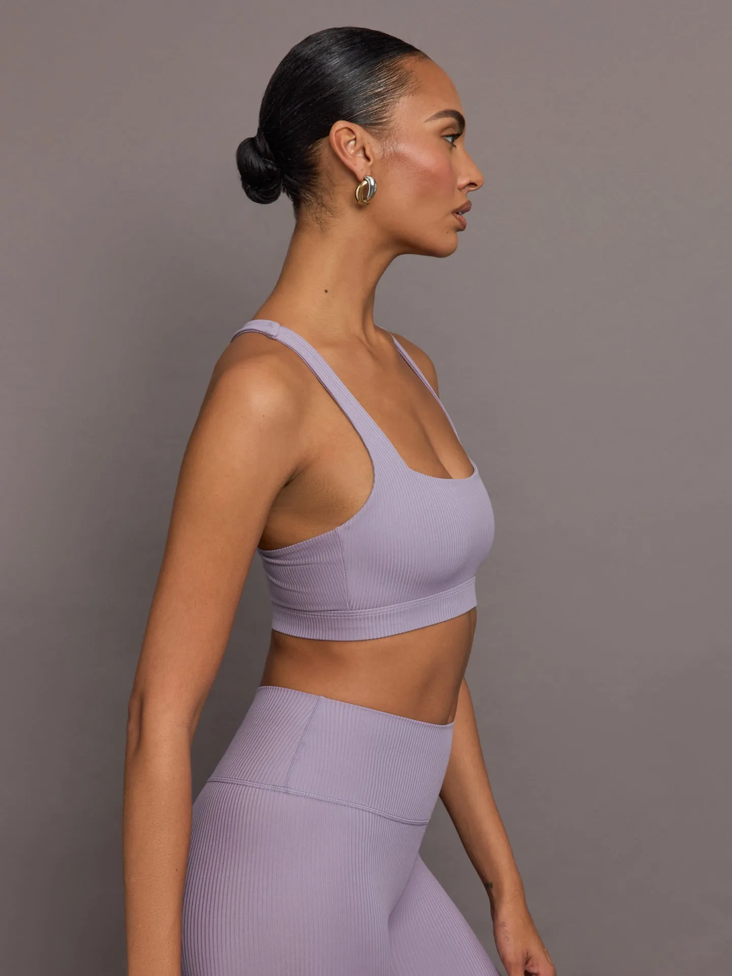 Racerback Bra in Ribbed Melt - Lavender Grey sold by Carbon38 product image thumbnail 5