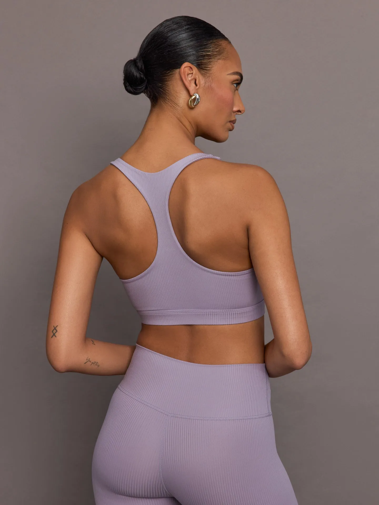 Racerback Bra in Ribbed Melt - Lavender Grey sold by Carbon38 product image thumbnail 3