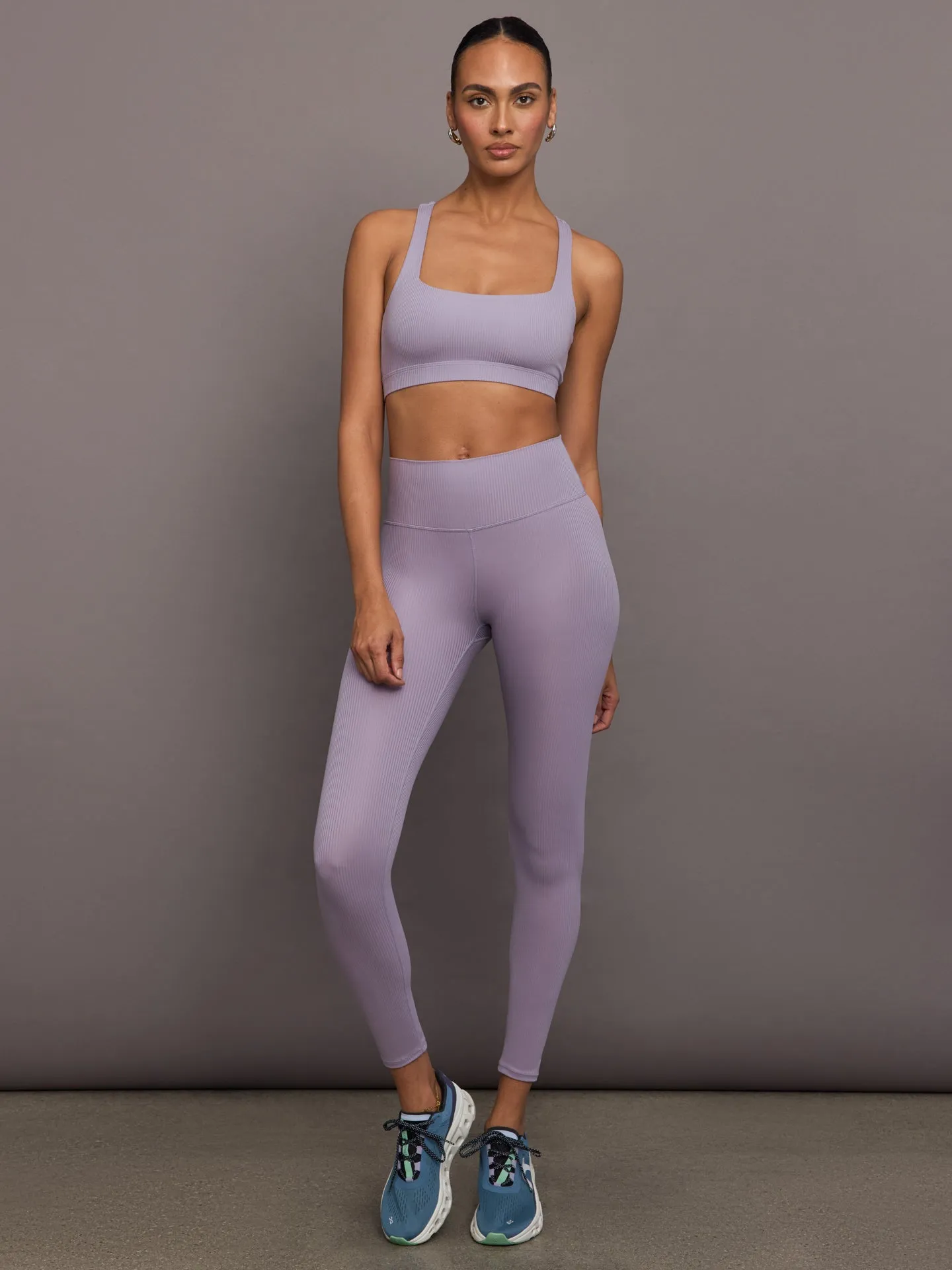 Racerback Bra in Ribbed Melt - Lavender Grey sold by Carbon38 product image thumbnail 2