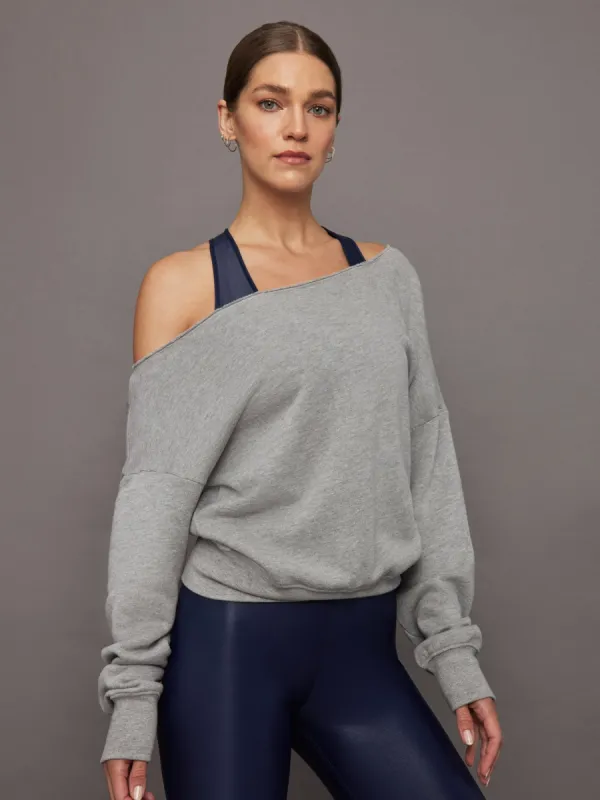 Off Shoulder Sweatshirt in French Terry - Heather Grey sold by Carbon38