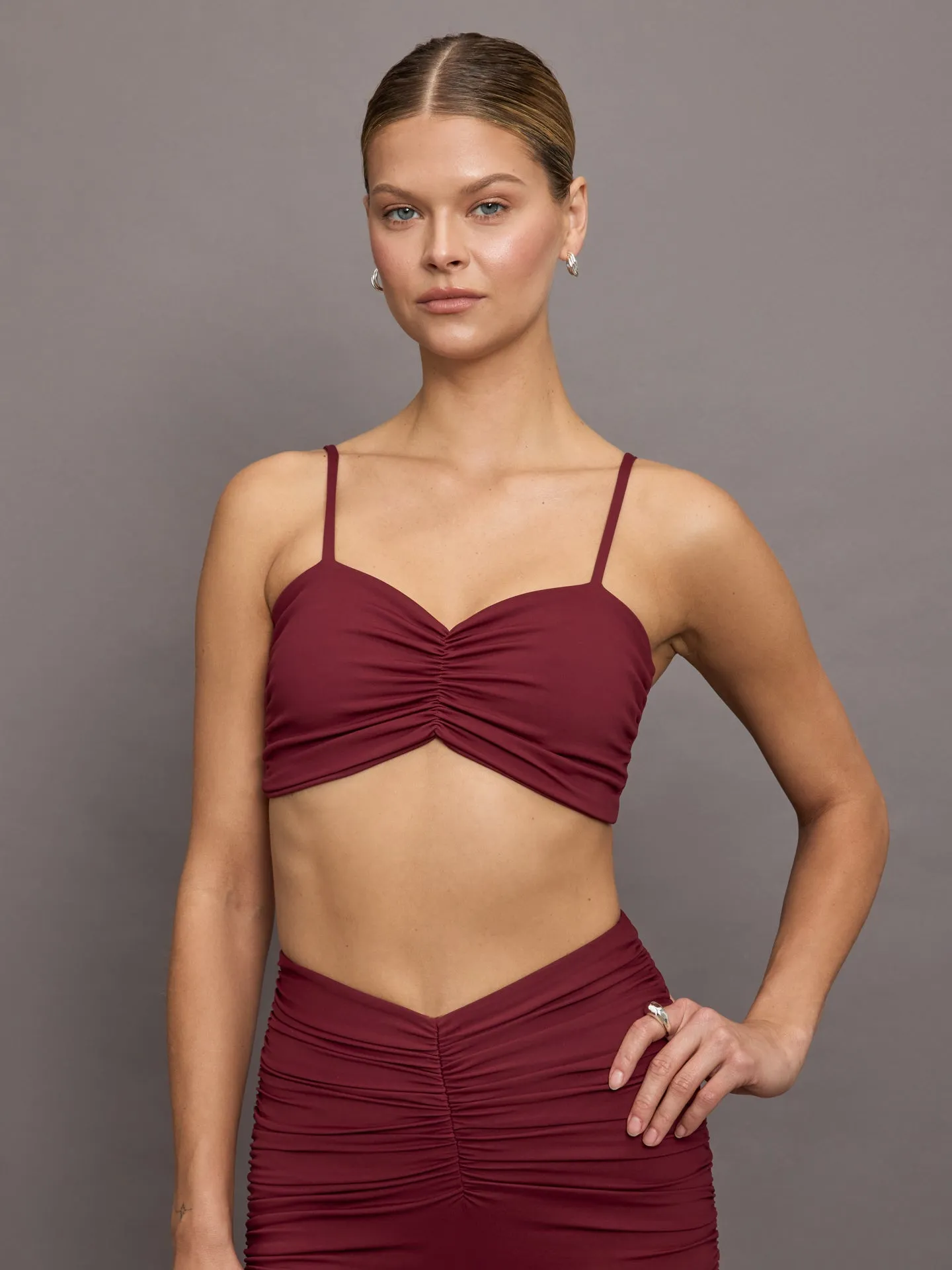 Rouched Top - Burgundy sold by Carbon38