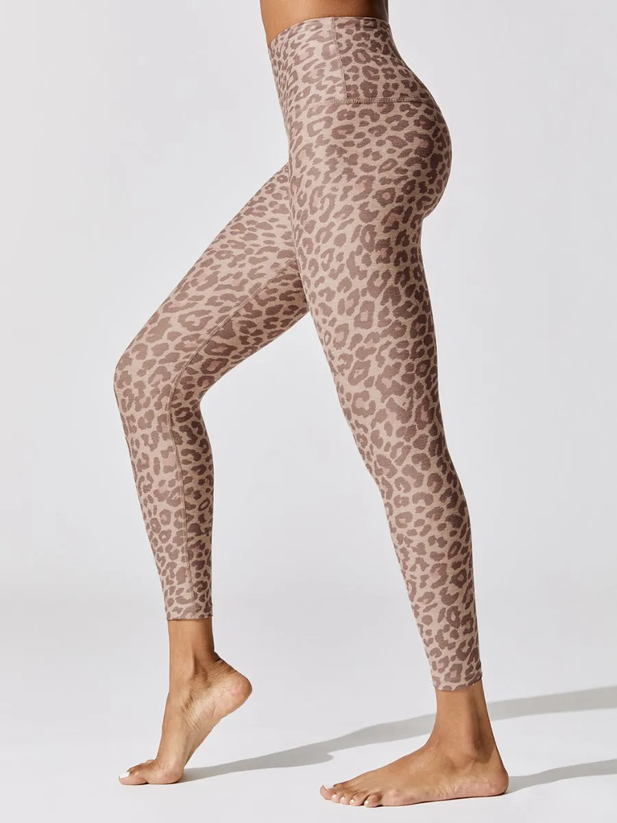 Spacedye Printed Caught In The Midi High Waisted Legging - Chai Cocoa Brown Leopard sold by Carbon38