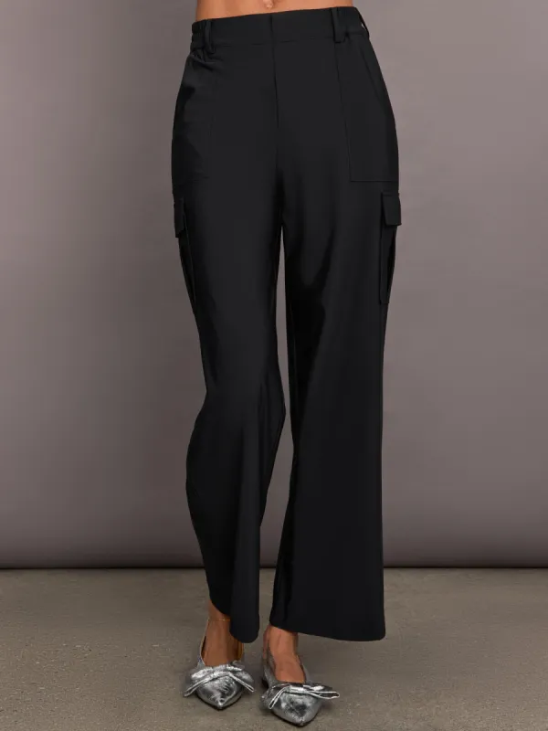Stretch Woven Wide Leg Cargo Pant - Black sold by Carbon38