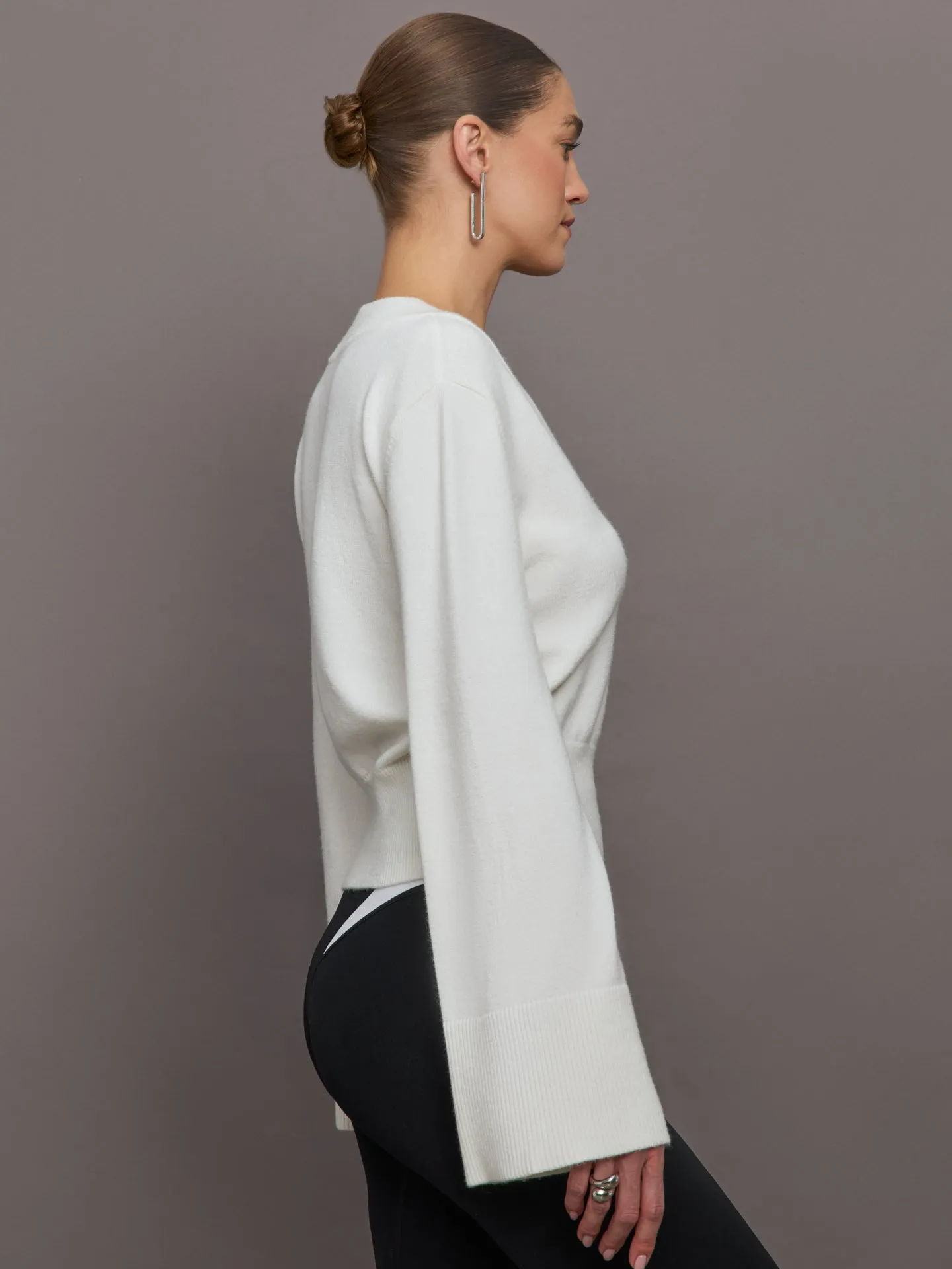 Bell Sleeve Off Shoulder Sweater - Cloud Dancer sold by Carbon38 product image thumbnail 5