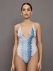 One Piece Swimsuit - Multicolor Shaded Chevron Raschel w/ Lurex sold by Carbon38