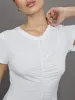 Short Sleeve Ruched Front Tee - White sold by Carbon38