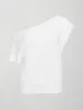 Short Sleeve Off Shoulder Sweatshirt in French Terry - White sold by Carbon38