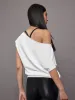 Short Sleeve Off Shoulder Sweatshirt in French Terry - White sold by Carbon38