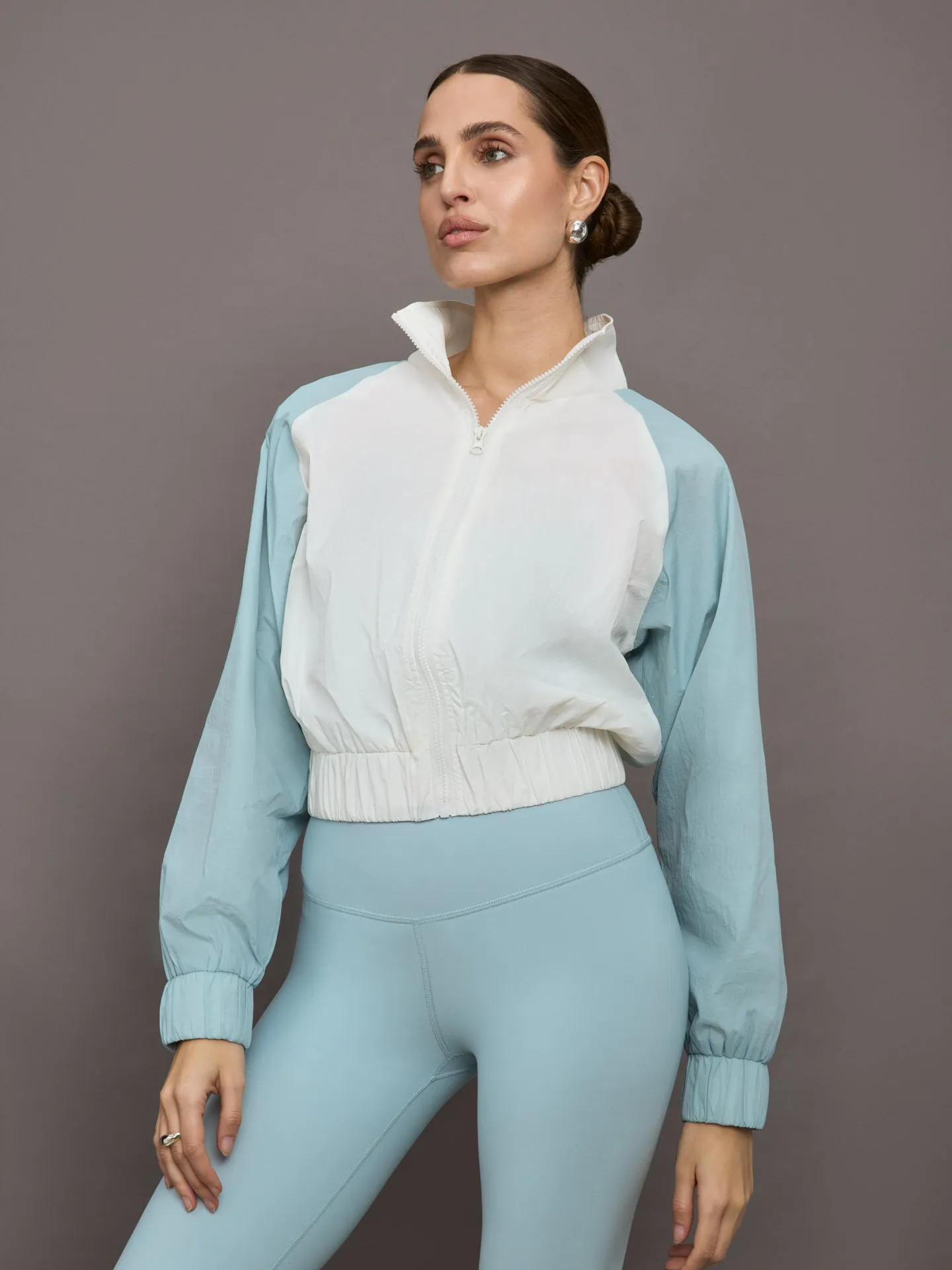 Colorblock Windbreaker - Cloud Dancer / Sky Blue sold by Carbon38