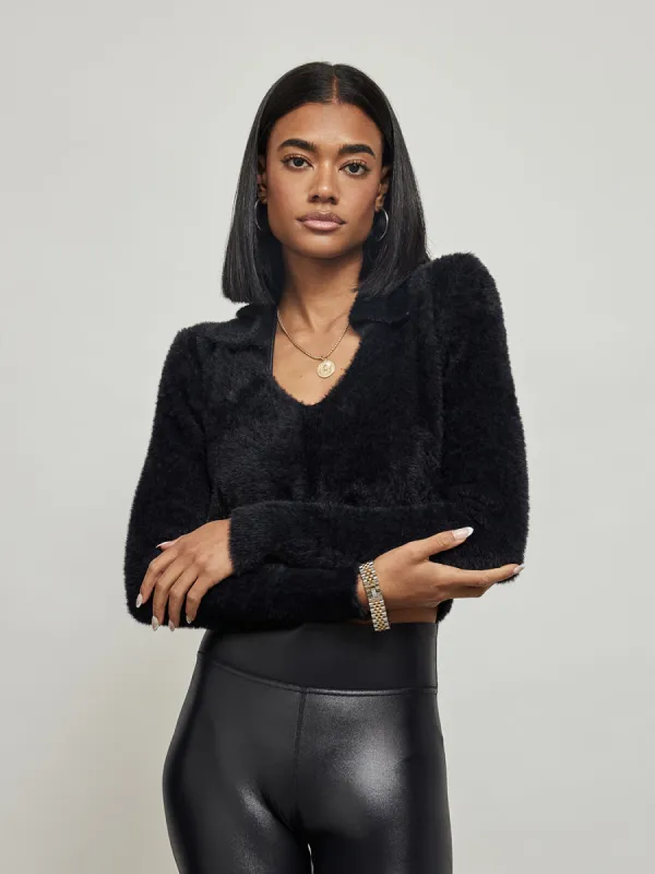 Collared Pullover Sweater - Black sold by Carbon38