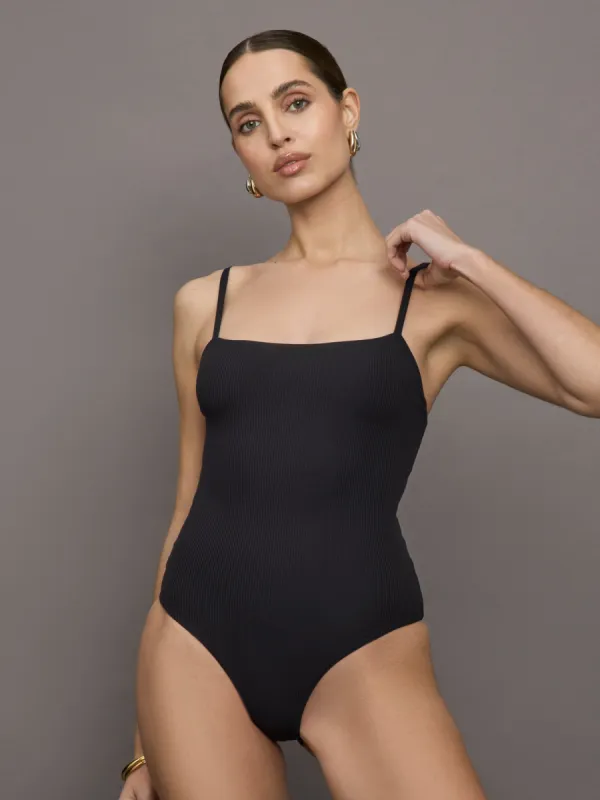 Bodysuit in Ribbed Melt - Black sold by Carbon38