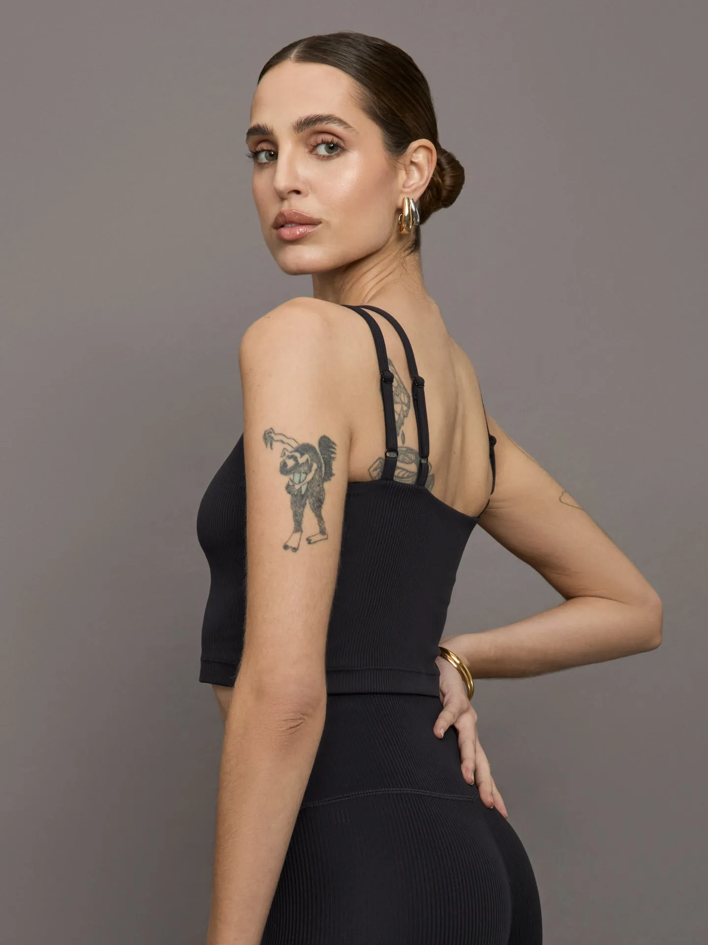 V-Neck Tank in Ribbed Melt - Black sold by Carbon38 product image thumbnail 3