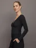 Long Sleeve Wrap Top in Ribbed Jersey - Black sold by Carbon38