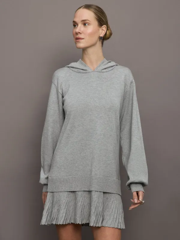 Nomia Pleated Hem Hoodie Dress - Heather Grey sold by Carbon38