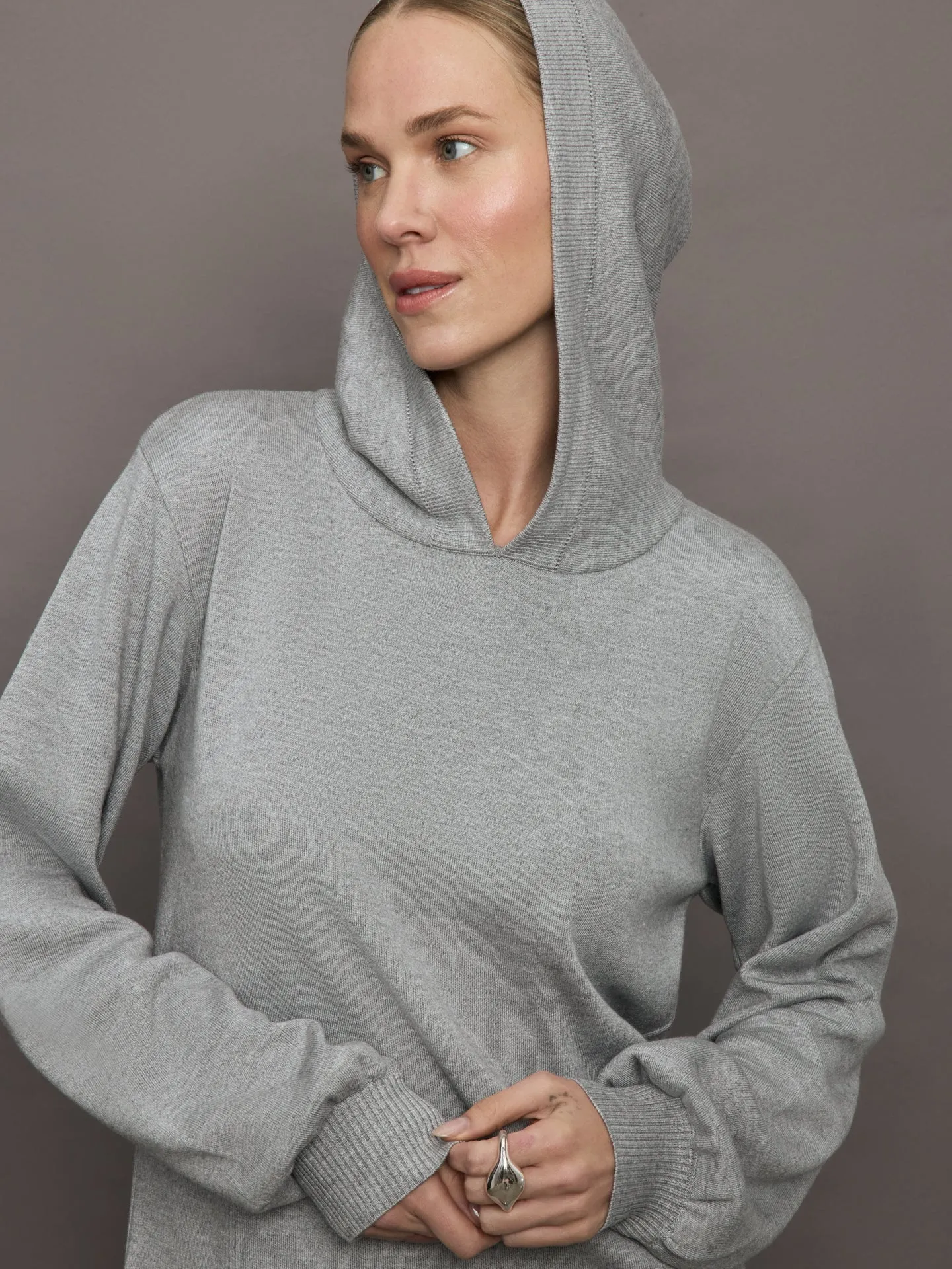 Nomia Pleated Hem Hoodie Dress - Heather Grey sold by Carbon38 product image thumbnail 5