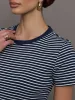 Stripe Ringer Tee - Cloud / Navy Stripe sold by Carbon38