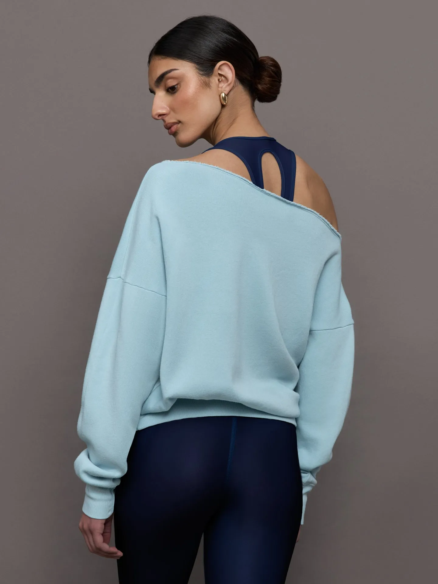 Off Shoulder Sweatshirt in French Terry - Sky Blue sold by Carbon38 product image thumbnail 2