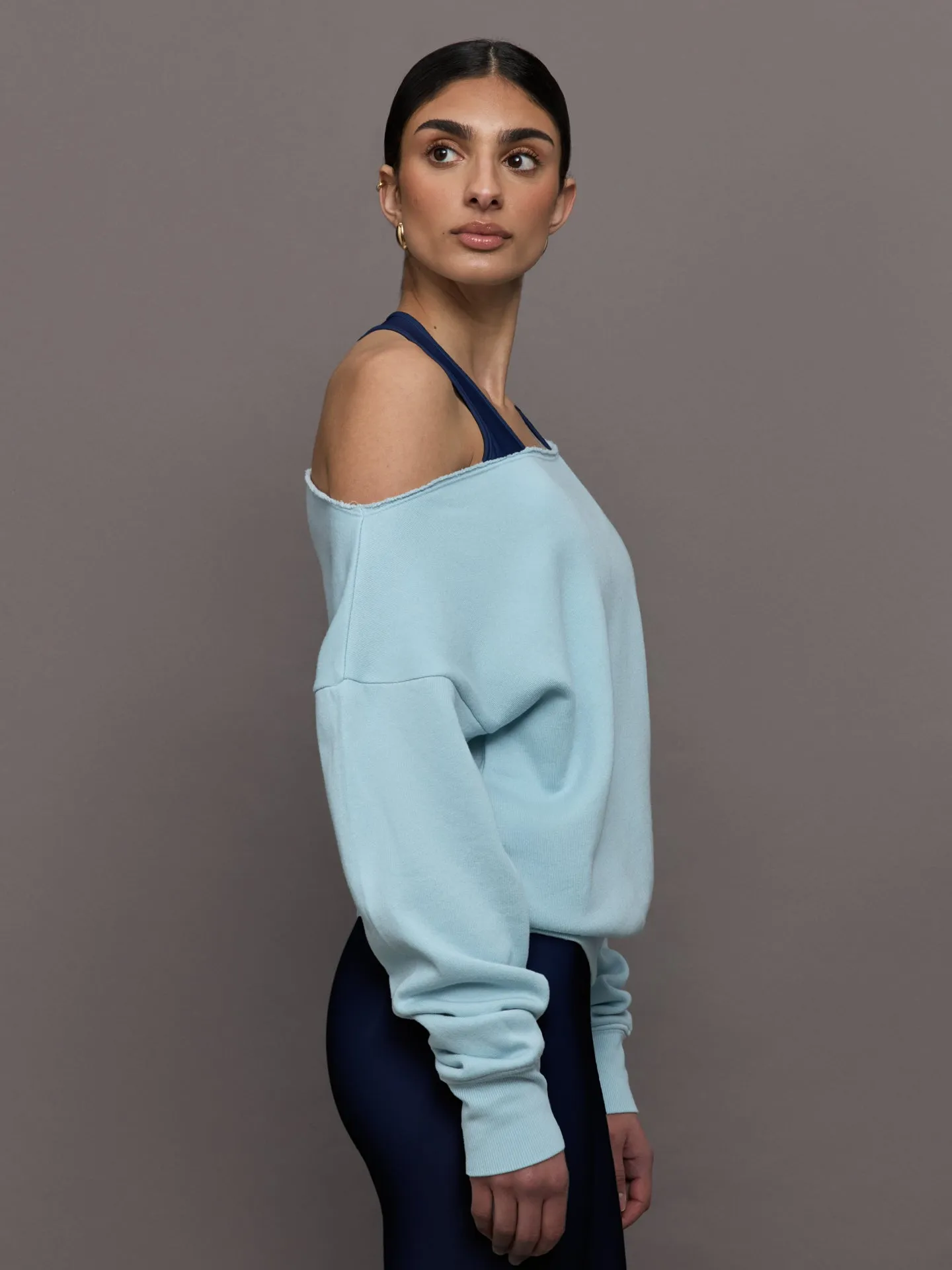 Off Shoulder Sweatshirt in French Terry - Sky Blue sold by Carbon38 product image thumbnail 3