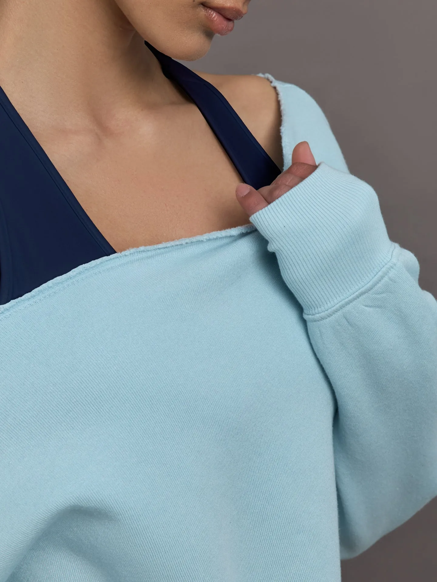 Off Shoulder Sweatshirt in French Terry - Sky Blue sold by Carbon38 product image thumbnail 4