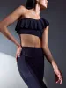 Ruffle One Shoulder Bra in Diamond Compression - Black sold by Carbon38