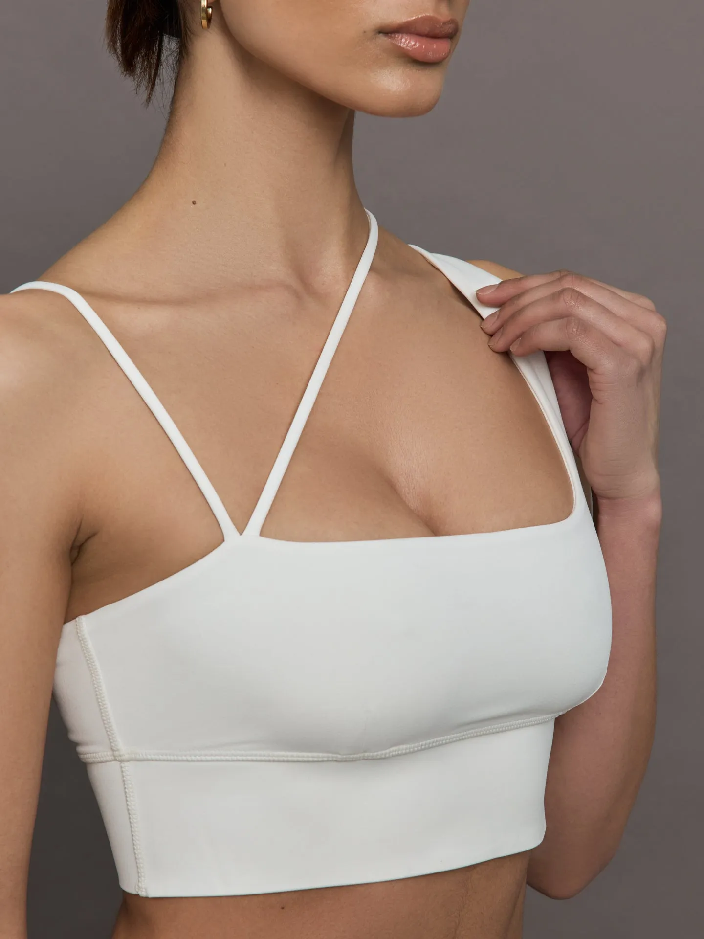 Asymmetrical Strappy Bra in Diamond Compression - Cloud Dancer sold by Carbon38 product image thumbnail 3