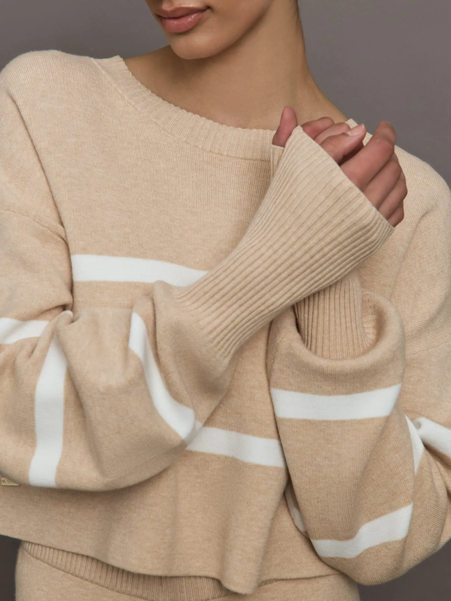 Olly Cropped Striped Sweater - Beige Melange sold by Carbon38 product image thumbnail 5