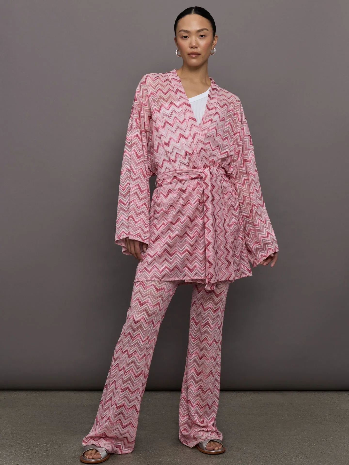 Flare Trousers - Pink/White Chevron sold by Carbon38 product image thumbnail 2