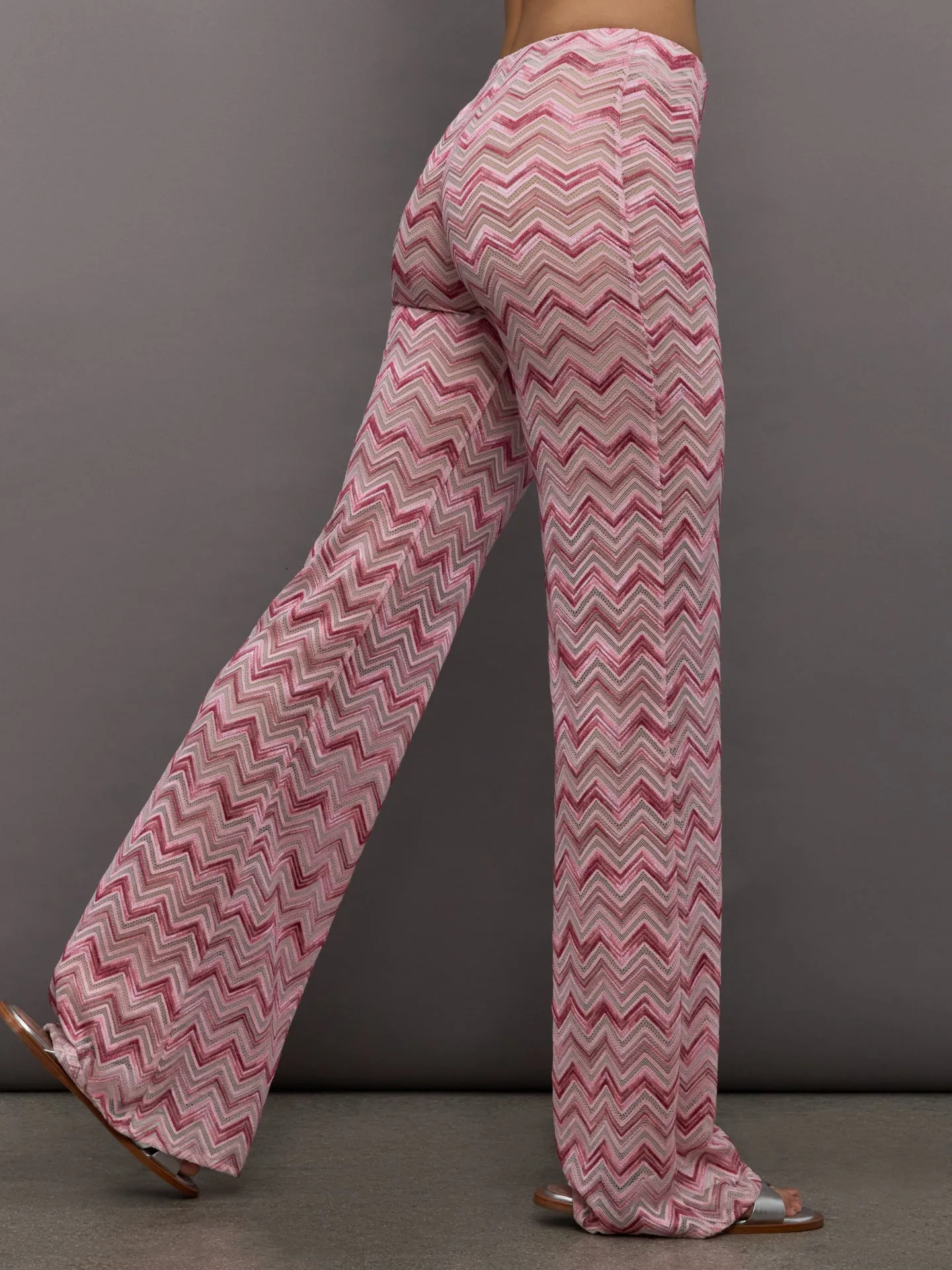 Flare Trousers - Pink/White Chevron sold by Carbon38 product image thumbnail 3