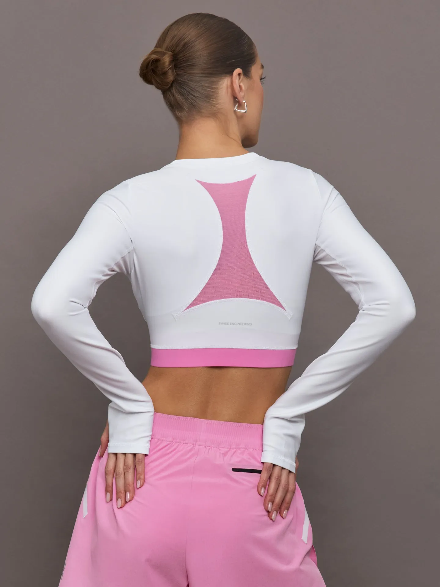 Train Long-Sleeve Crop - White | Raspberry sold by Carbon38 product image thumbnail 2