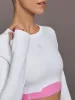Train Long-Sleeve Crop - White | Raspberry sold by Carbon38