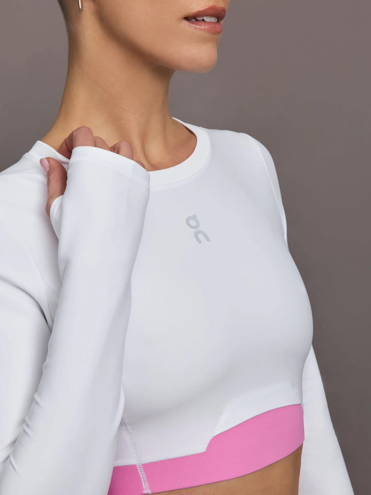 Train Long-Sleeve Crop - White | Raspberry sold by Carbon38 product image thumbnail 4